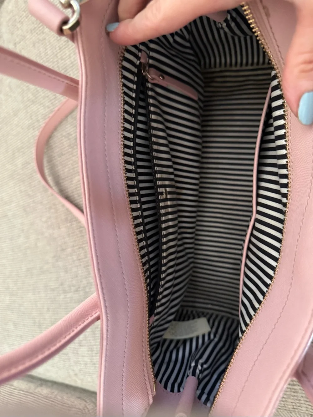kate spade Blush Pink Perforated Leather Satchel with Crossbody Strap